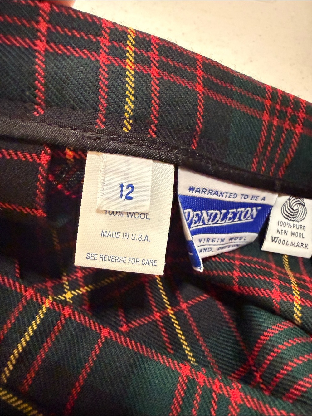 Pendleton Skirt Size 12 Virgin Wool Tartan Plaid Pleated Authentic Made In USA - Picture 7 of 7